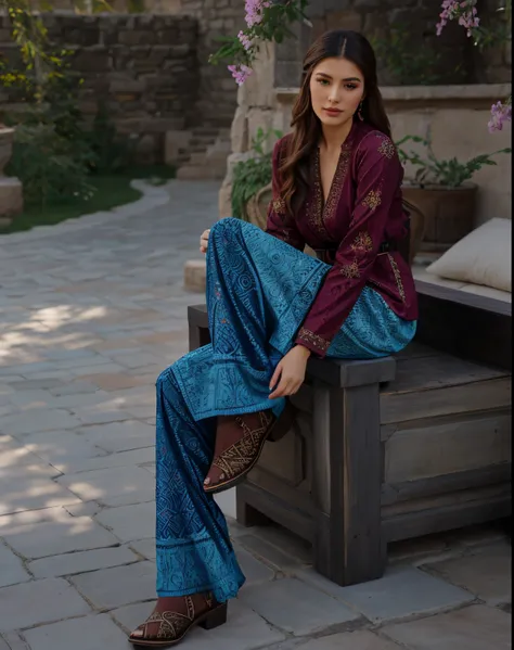 Elevate your style with a dress that combines the modernity of high fashion with the rich history of the Ark Fortress in Bukhara. Opt for a hyperrealistic rendering and choose a material adorned with traditional patterns or artistic drawings.