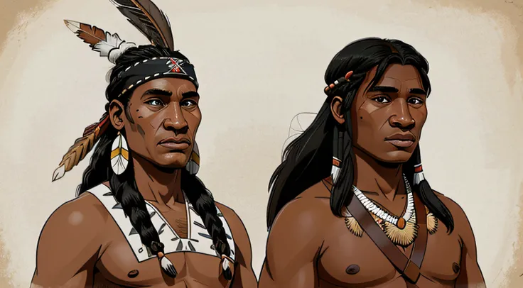 Create a cartoon image of indigenous african natives who inhabited north america in ancient times