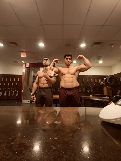 2 very buff and strong men