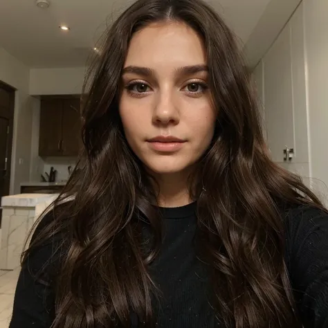 portrait,a 27 years old brunette, masterpiece,long brown wavy hairs,face detail, full face