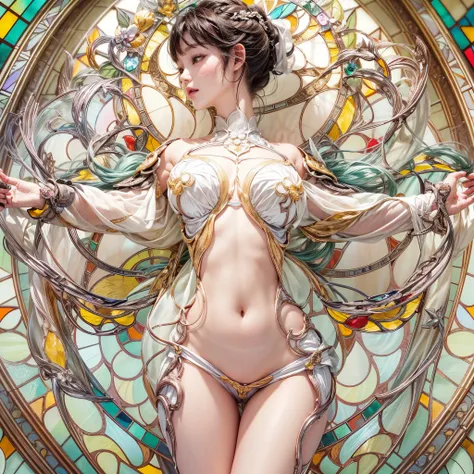 ( Masterpiece, White and vivid colors, (Exposed:1.2), (nipple:-0.9)), (((Renbutsu Misako|Misako Renbustu))), ((face variations)), { Navel | pretty Ass }, portrayed in the best quality and high resolution. The image should be ultra-detailed, realistic, and ...