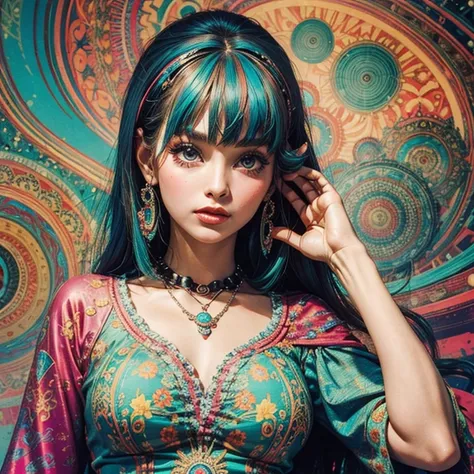 60s psychedelic girl. 60s