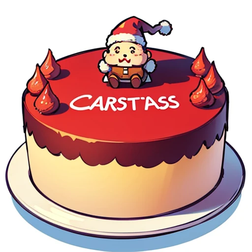 Best Quality, cute santa claus cake illustration, delicious cake illustration. cake in the shape of santa claus, 1 slice cut, Looks appetizing. Cake placed on a white plate, and white background. View Center, Make sure the entire cake is visible without in...