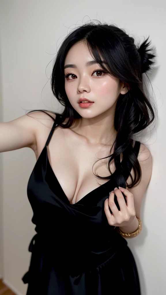 Araffe Asian woman in a black dress posing for a photo, linda mulher coreana jovem, mulher coreana jovem bonita, Mulher sul-coreana bonita, Beautiful Asian girl, gorgeous chinese model, menina coreana, Beautiful Asian woman, Asian girl, TaeJune Kim, an Asi...