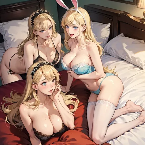 best quality，masterpiece, side by side, three noble and beautiful women, three  sisters, real anime, more anime, Hiromitsu Takeda painting manga style, hentai, perfect body ,  beautiful body, healthy body,  two beautiful legs , two beautiful arms , two bea...