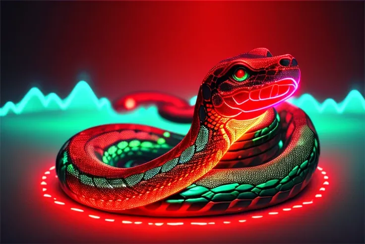 A snake that glows red like a laser