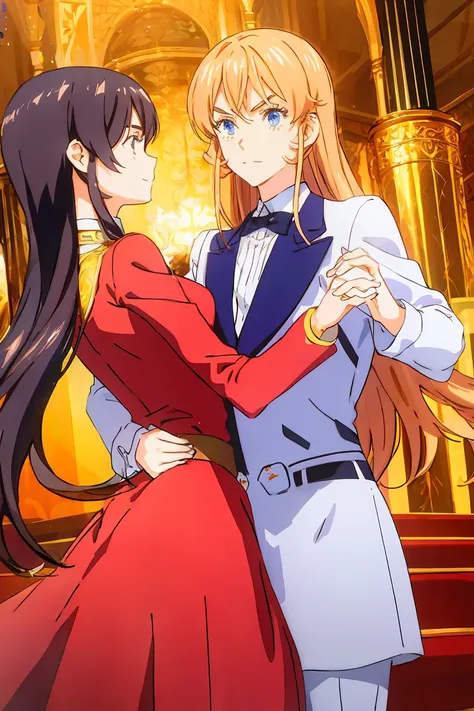 2girls, waltz dance, long hair