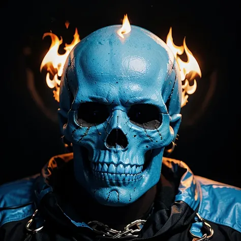 Flaming blue skull