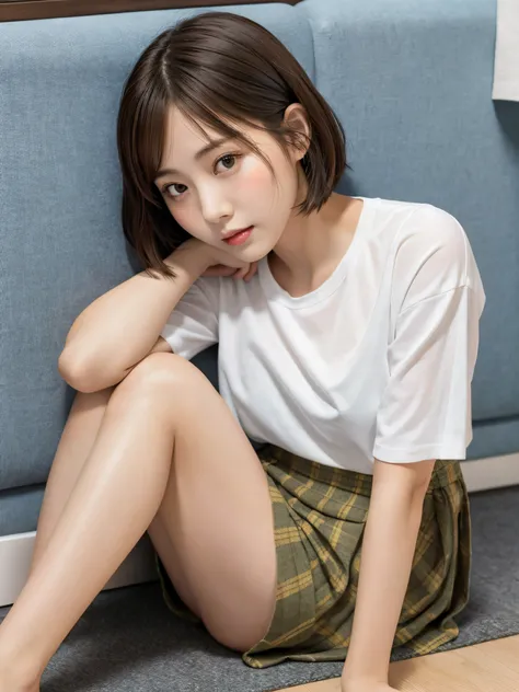 32K、1girl in、There is a woman sitting cross-legged on the floor.., chiho, 奈良美智, shikamimi, Shiori Teshirogi, sakimichan, harumi, Chiho Ashima, reluvy5213, With short hair, Kotegawa Yui, pretty face with arms and legs