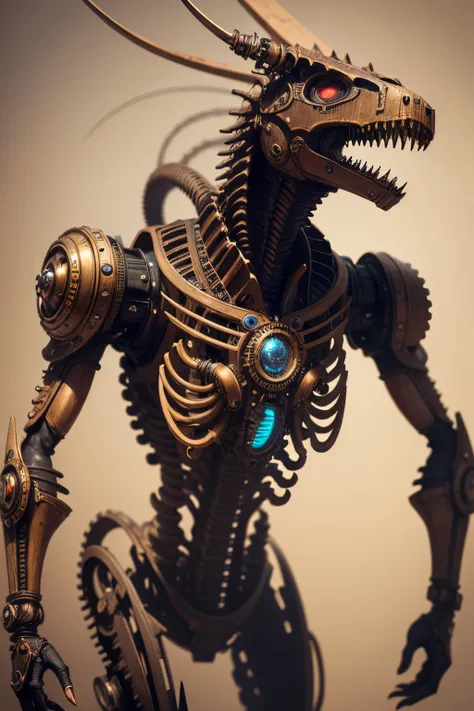 A realistic biomechanical steampunk alien full of detail and highly textured