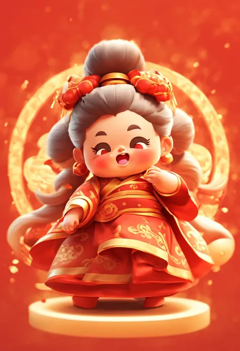 game character design，(((vector illustration style)))，(1 chubby child，wearing the legendary chinese new year red costume，wearing...