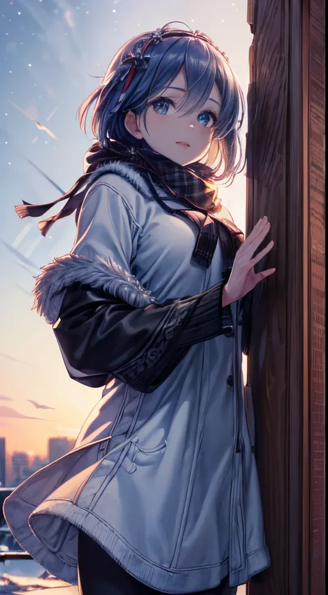 ((1woman,Best Quality), (Highly Detailed 8K Background, Best Shadow), Highly Detailed, (Beautiful Detailed Eyes), ((Winter Clothes, Daylight, Winter))), (Cowboy Shot), Anime, City, Best Quality High detail, 4K