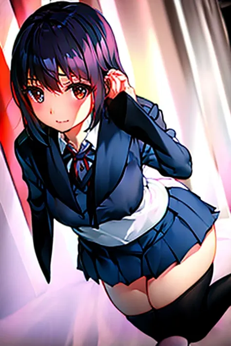 schoolgirl uniform very short thigh high socks orgasm face