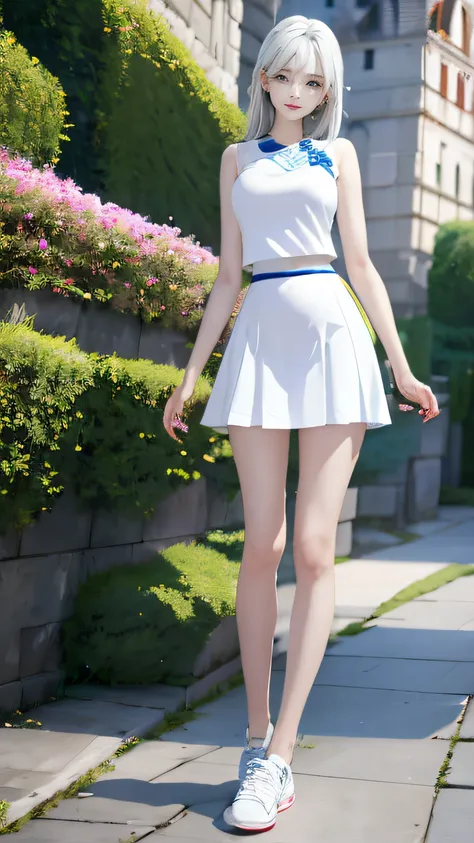 (Hyper-realistic 8k CG:1.2),Perfect artwork,((tmasterpiece)), ((Best quality)), (looking at viewert:1.1),(extremly intricate:1.2), (Full body lesbian: 1.2), 1 Lady (own: 1.1), Standing on the crystal clear seaside，Cold and beautiful face, Skin as white and...