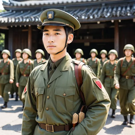 jpn、Showa、Wartime、Japan soldiers、A man wearing traditional military uniform