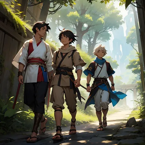 Haruki encounters companions with different races and abilities, Ken and Lute, during his adventure. They cooperate towards a common goal, showcasing their abilities and deepening trust. The trio resolves to embark on a journey of adventure adorned with bo...