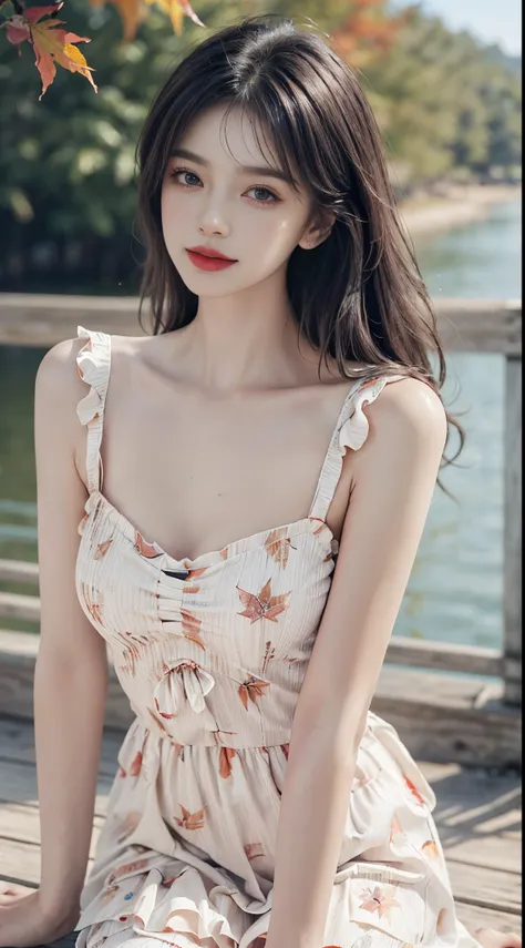 Sweet girl clothes6,print dress, fashi-girl. red lips, mature female, makeup, ((Random shooting angles)), (best quality, masterpiece:1.2), ultra-detailed, (realistic:1.37), beautiful, youthful, glamorous model with (detailed eyes, detailed lips, extremely ...