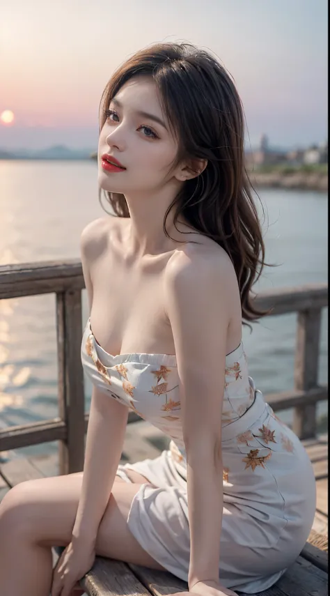 special clothes46,strapless dress,fashi-girl. red lips, mature female, makeup, ((random shooting angles)), (best quality, master...