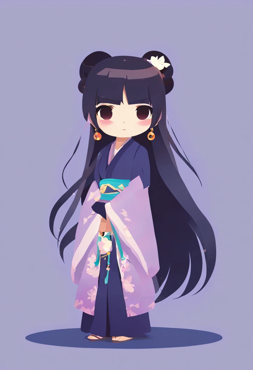 (minimalism:1.4), 1girl,earrings,solo,jewelry,long_hair,(chibi:0.8),full body,hanfu, shadow flat vector art, (best quality, mast...