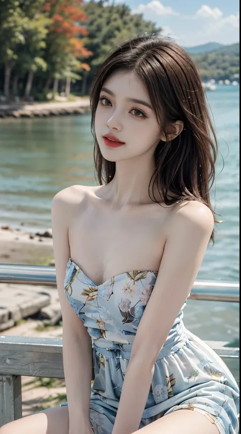 bare shoulders, dress,  fashi-girl. red lips, mature female, makeup, ((random shooting angles)), (best quality, masterpiece:1.2)...