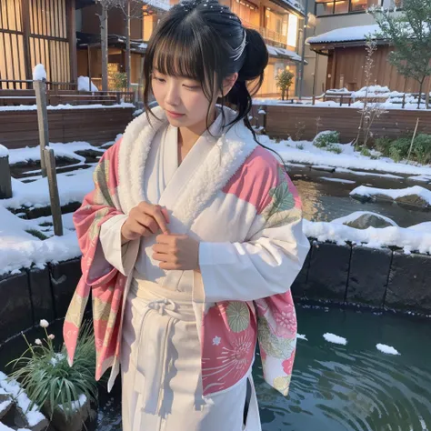 (Kimono that gets wet and shows through)、(top-quality,​masterpiece:1.3,超A high resolution),(ultra-detailliert,Caustics),(Photorealsitic:1.4,RAW shooting,)Ultra-realistic capture,A highly detailed,high-definition16Kfor human skin、 Natural Skin Texture、、The ...