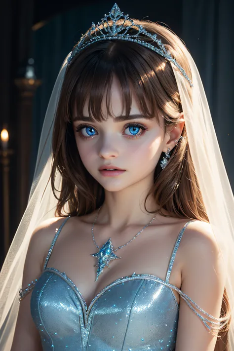 Joey King, wearing cinderella tiara sexy clothes transparent. professionally retouched, soft lighting, realistic, smooth face, perfect eyes, sharp focus on eyes, 8 k, high definition, insanely detailed, intricate, elegant. in a natural background.