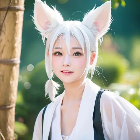 female pervert　white  hair　Canine ears