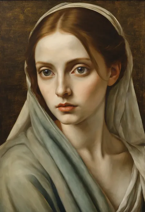 Minimalist style renaissance oil painting beautiful eyes