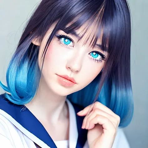 Sailor Mercury、Blue eyes、blue hairs、kawaii、bustup