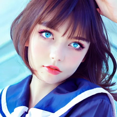 Sailor Mercury、Blue eyes、blue hairs、kawaii、bustup