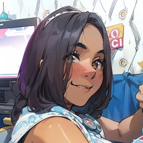 there  a woman holding a cell phone in her hand, 18 years old, 30 years old woman, 3 0 years old woman, 19-year-old girl, nivanh chanthara, alanis guillen, slight cute smile, she  about 1 6 years old, friedly smile, cindy avelino, ruan cute vtuber