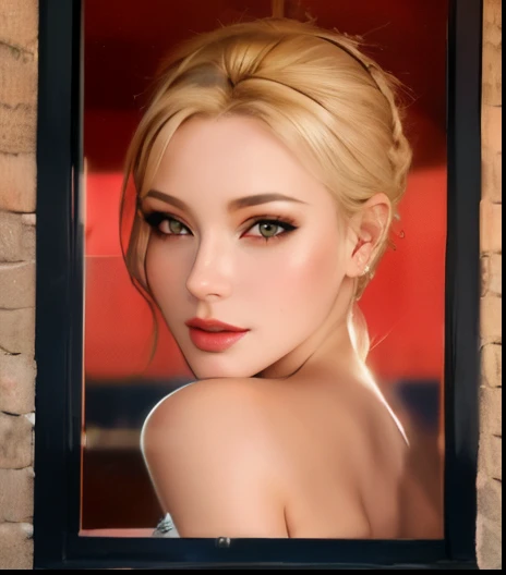 arafed image of a sexy couple posing together in a window, seductive tifa lockhart portrait, tifa, tifa lockhart, tifa lockheart, tifa lockhart portrait, glamorous tifa lockheart, portrait of tifa lockhart, tifa lockhart with blonde hair, range murata and ...