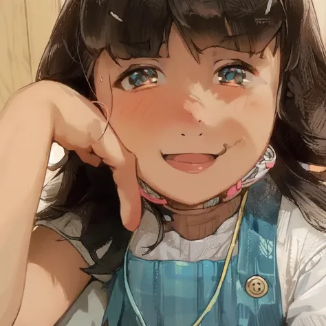 there  a young girl that  sitting down with her hand on her head, ruan cute vtuber, katelynn mini cute style, beautiful cute, she has a cute face, cute young girl, cute beautiful, with cute doting eyes, handsome girl, with cute - fine - face, nivanh chanth...