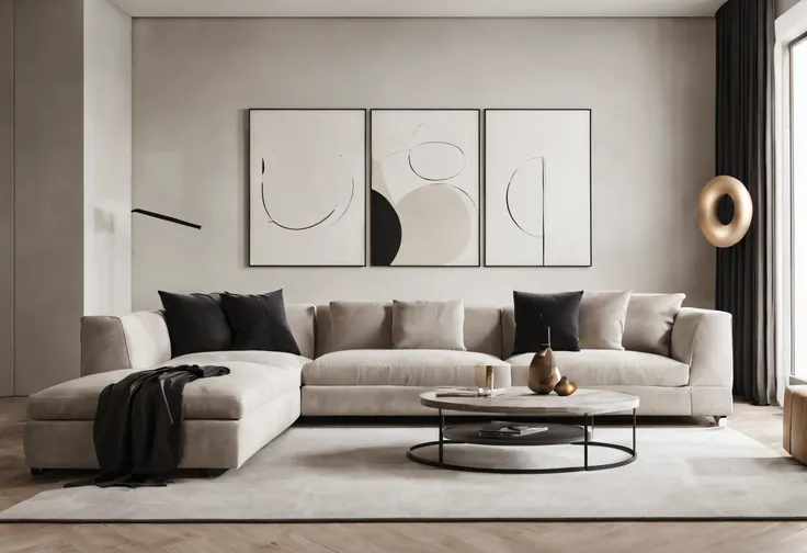 "(best quality, highres),minimalist living room,sleek furniture,neutral color palette,minimalist artwork,contemporary decor,minimalistic lighting,airy atmosphere,uncluttered space,simple lines,monochrome theme,geometric shapes,abstract sculptures"