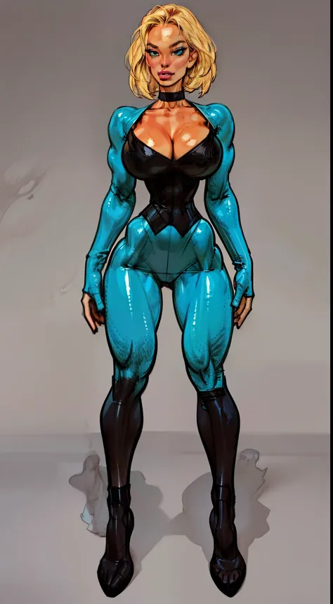 ((gwen)), full body pose, dynamic image, perfect anatomy, perfect composition, detailed face, Toyal drama island, ((detailed face)) , Female in middle of image,(( official art)), concept character, ((teal lipstick)), character design, sketch,doodletits,, s...