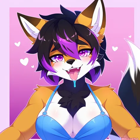 ((pintura facial)), ((obra-prima, melhor qualidade)), (anthro furry:1.3, anthro:1.eludo:1.2, solo feminino:1.2, decote, ahegao), por teranen, (coffeesoda:1.1), teranen, fox, anthro, female, solo, cara de prazer, Breathless, pink right iris, pink left iris,...