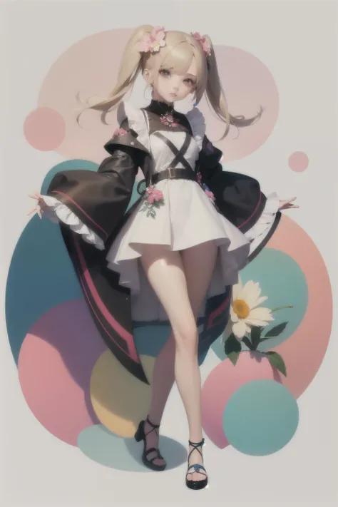 Anime character with short pigtails and a flower in her hair, X, trending on artstation pixiv, digital art on pixiv, Beautiful Full Body Concept Art, pixiv, , pixiv contest winner, trending on pixiv, pixiv style, at pixiv, Humanoid flora, by Shitao,  white...