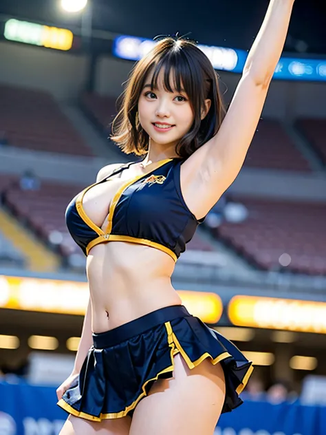 cheerleaders、colorful cheering costumes、the navel is visible、short skirt lift、big pom pom loop panties、nsfw、raise one leg high t...