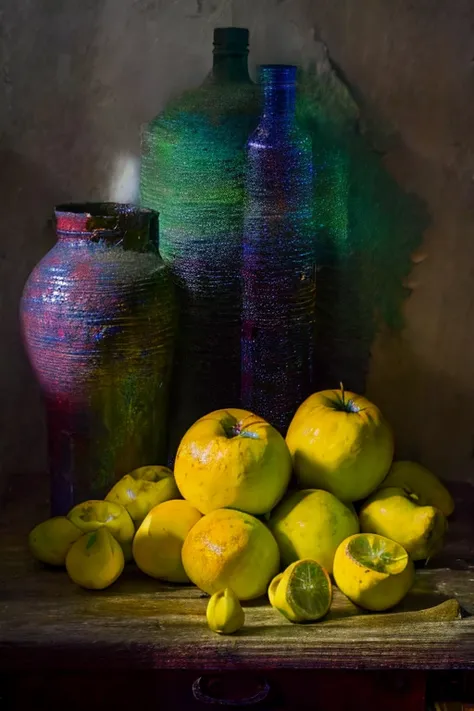 still life, faint colors