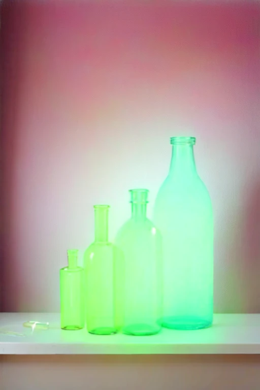 still life, faint colors, glass bottle, grape