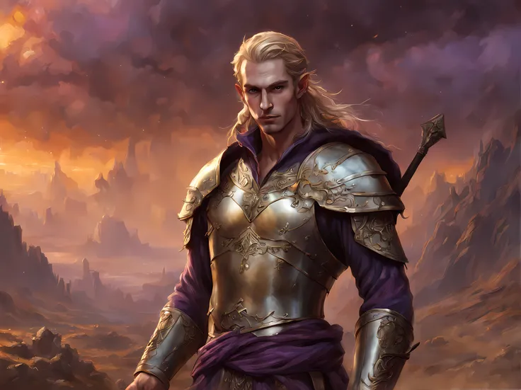 fantasy art, dnd art, RPG art, wide shot, drkfntasy (masterpiece:1.3), full body, intense details, highly detailed, photorealistic, best quality, highres, portrait of 1male half elf (fantasy art, Masterpiece, best quality: 1.ale skin, intense details facia...