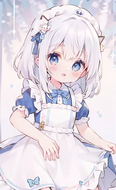 An ultra-high picture quality、White hair、Blue eyes、fluffly、kawaii