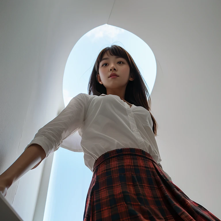 1girl,angle from below,skirt