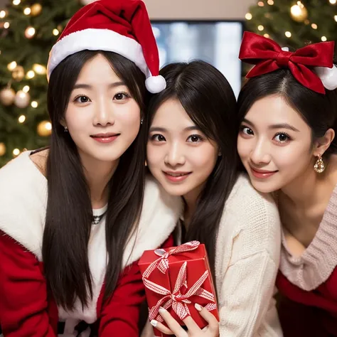 Three girls。Christmas