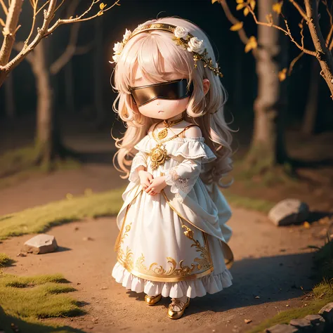 ​masterpiece、top-quality、ultra-detailliert、(chibi chara's daughter:1.2)、blindfolds、the blindfold is a luxurious white blindfold ...