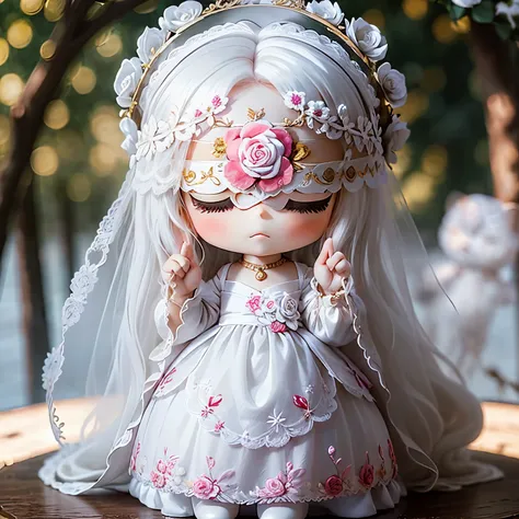 ​masterpiece、top-quality、ultra-detailliert、(chibi chara's daughter:1.2)、blindfolds、(the blindfold is a luxurious white blindfold...