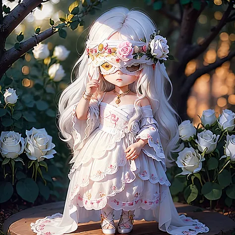 ​masterpiece、top-quality、ultra-detailliert、(chibi chara's daughter:1.2)、blindfolds、(the blindfold is a luxurious white blindfold...