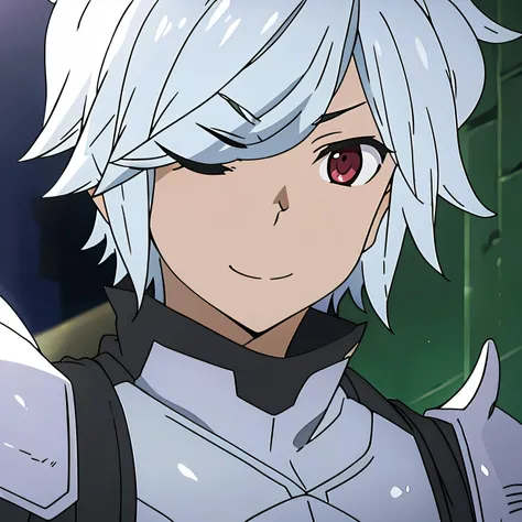 masuter piece, Best Quality, 超A high resolution, top-quality, Anime style, Best Lighting, Beautiful face, Danmachi, Belcranel, white  hair, White armor