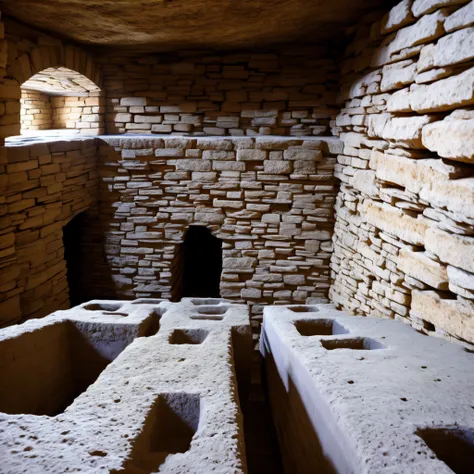 old catacombs, dungeon, basement, stone walls, inside the ancient castle, bunker, bomb shelter, stone floor