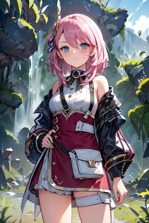 (masterpiece, best quality;1.3), extremely detailed, ultra detailed image, 1girl, charlotte, genshin impact, pink hair, cute